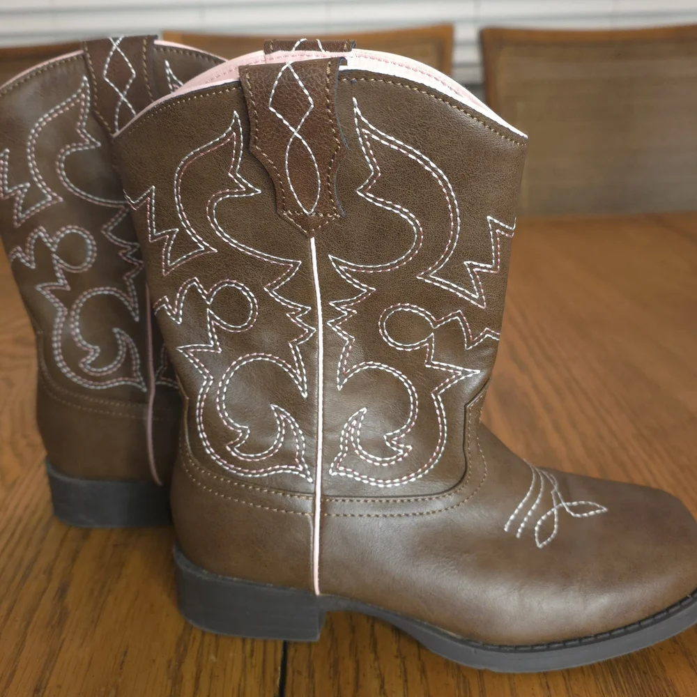 wonder‎ nation Brown and Pink Kids Western Boots